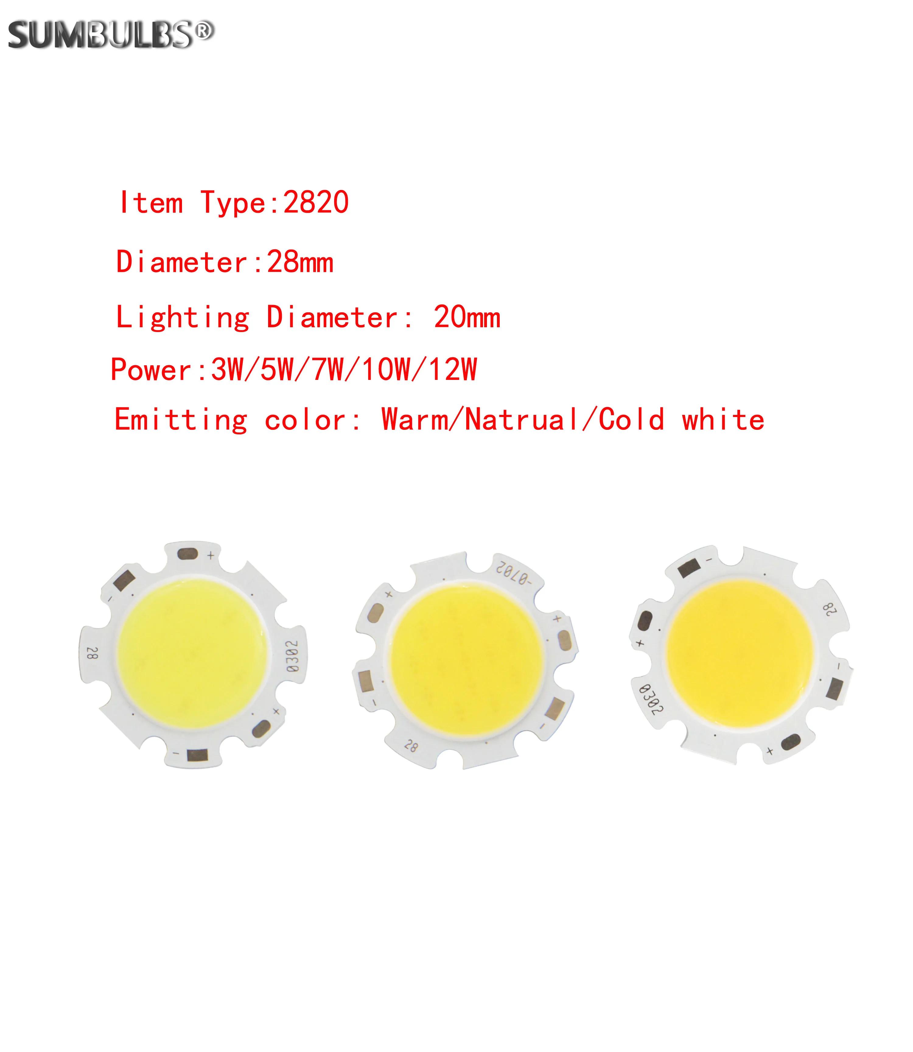  LED  COB   2820, DIY ƮƮ,  Ƽ 3W 5W 7W 10W 12W, 28mm, Ʈ 20 